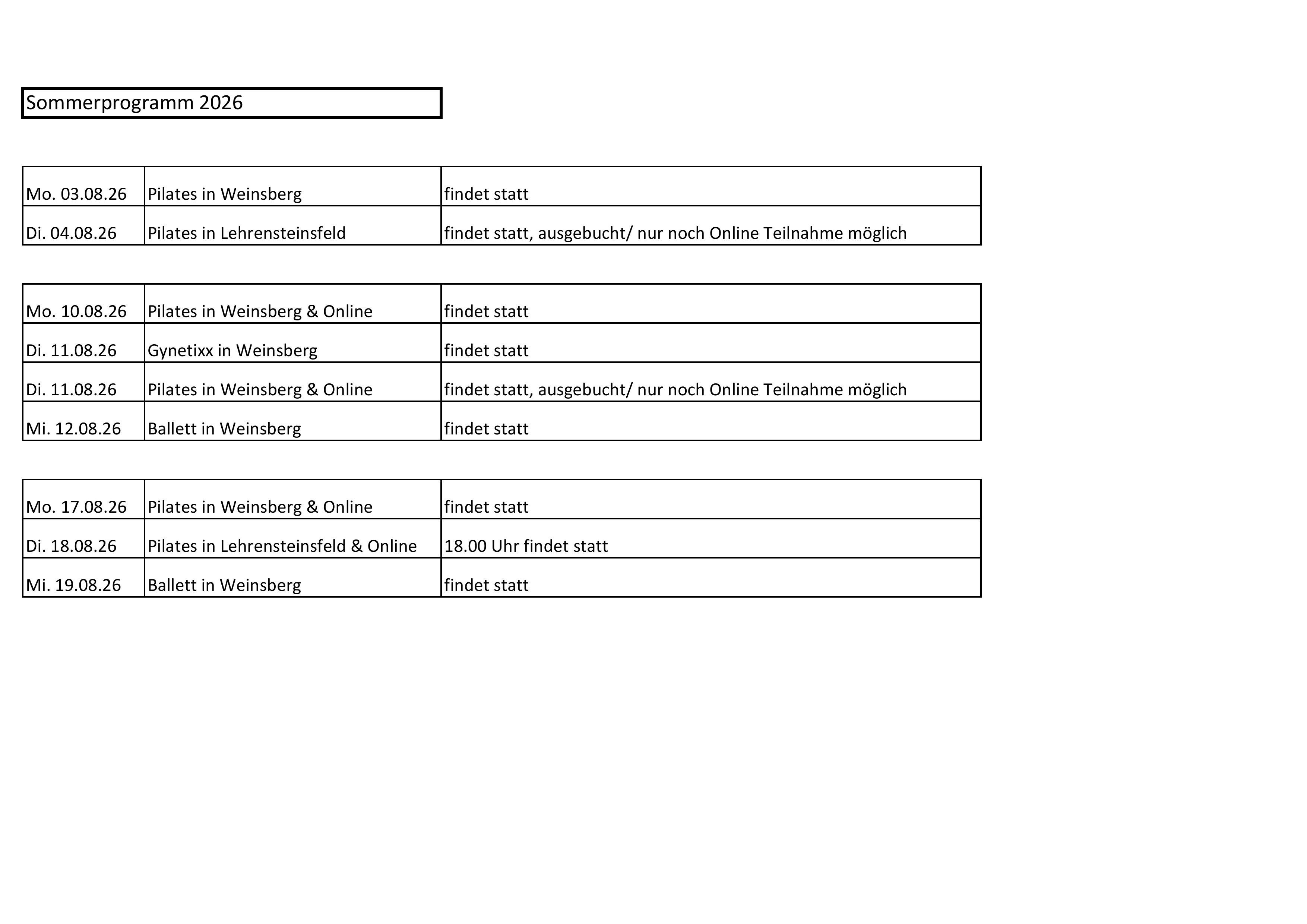 Sommerprogramm 26 Liste 1